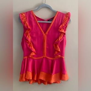 SUGAR + LIPS Pink and Orange Blouse—Size Small